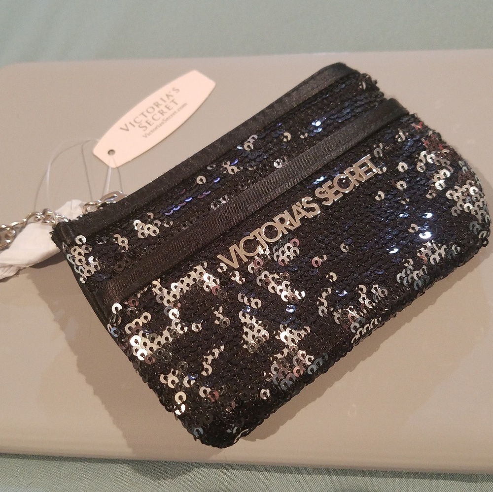 VS Black Sequin Coin Purse w/ Keychain